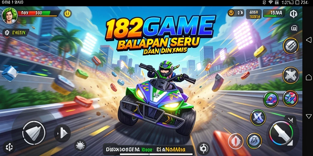Tangkapan layar utama 182GAME yang menunjukkan aksi balapan penuh adrenalin.