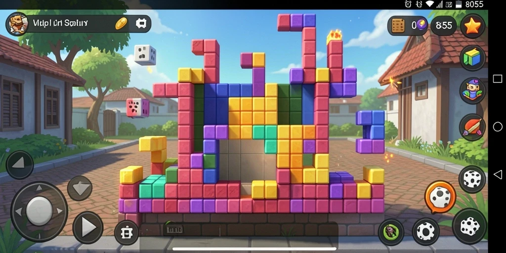 Gameplay Puzzle menantang di 8055 dengan berbagai level menarik.