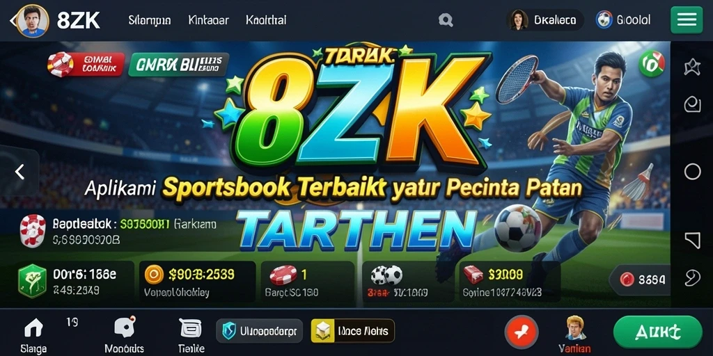 Tampilan utama aplikasi Sportsbook 8ZK menampilkan fitur taruhan menarik.