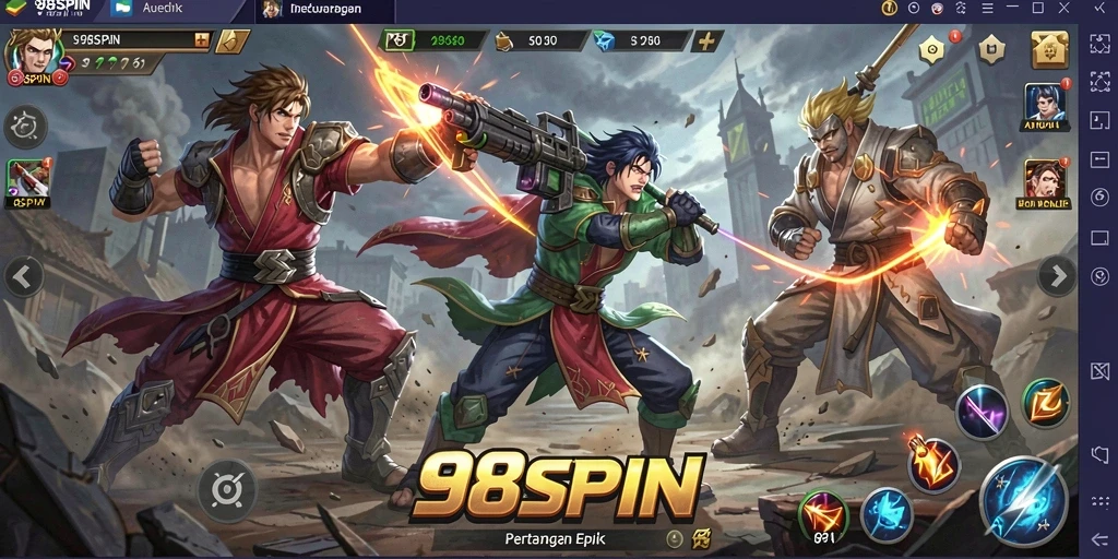 Tangkapan layar gameplay 98SPIN menunjukkan aksi pertarungan yang mendebarkan.