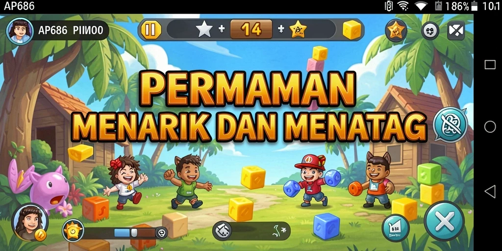 Tampilan gameplay menarik di dalam AP686 dengan berbagai tantangan puzzle.
