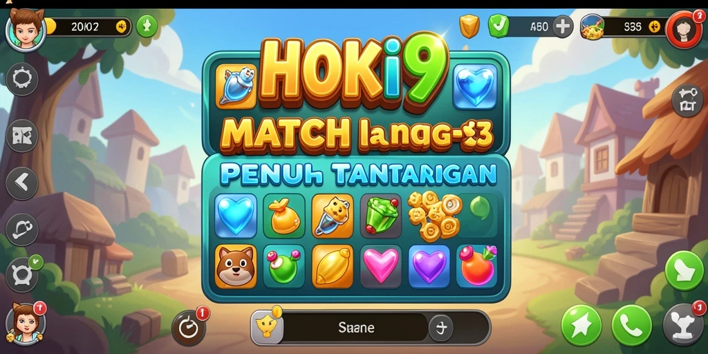 Tampilan gameplay HOKI9 dengan pencocokan elemen Match-3 yang seru.