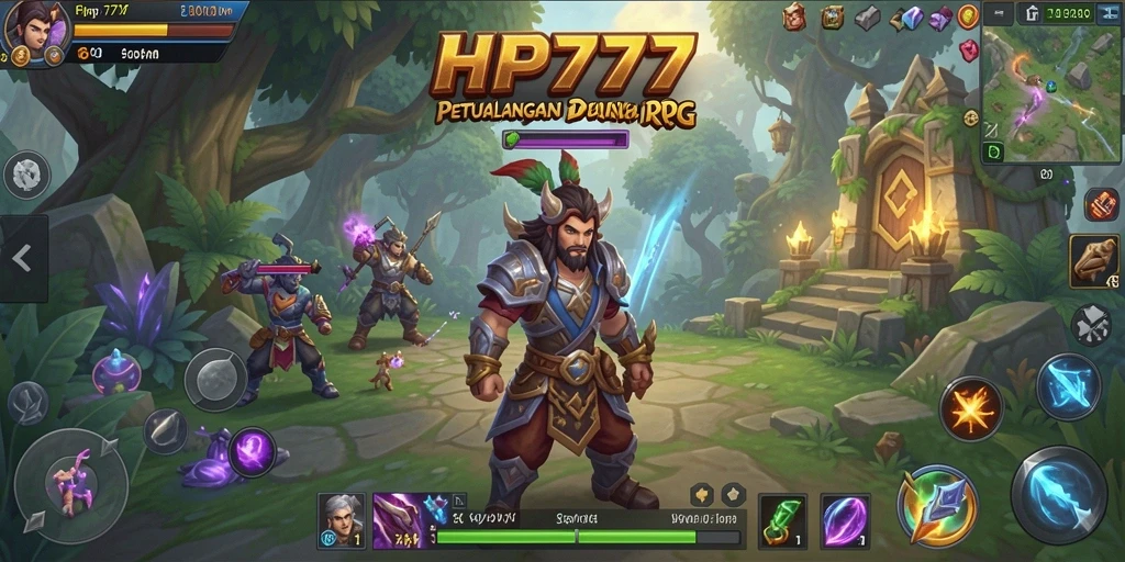 Tangkapan layar menampilkan pertempuran epik dalam game RPG HP777.