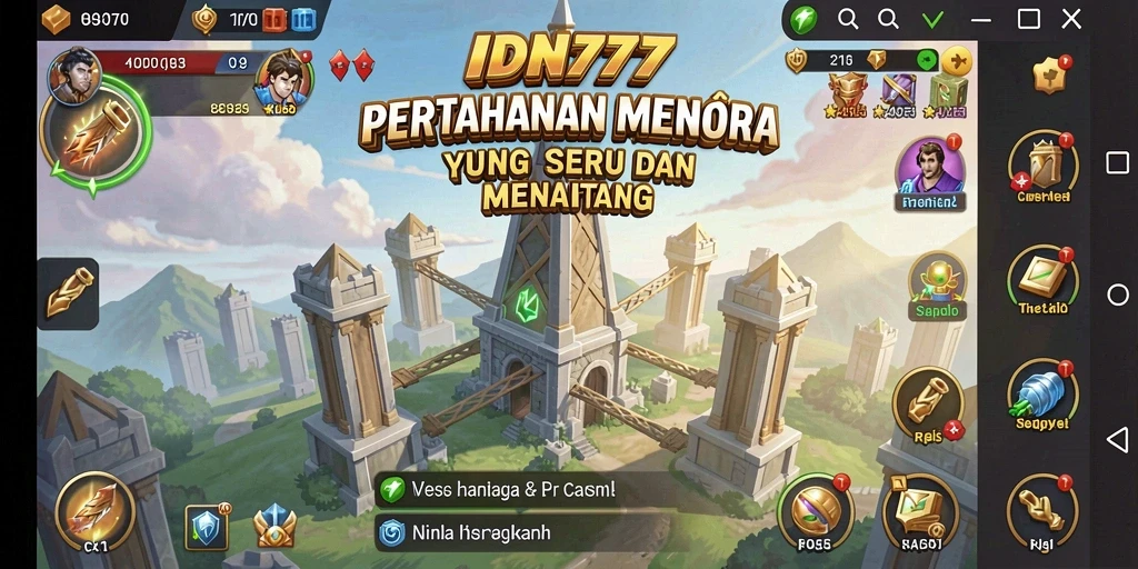 Screenshot gameplay IDN777 menampilkan pertempuran seru dalam Tower Defense.