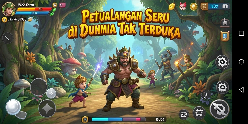 Tangkapan layar gameplay IN22 yang menunjukkan eksplorasi dunia petualangan.