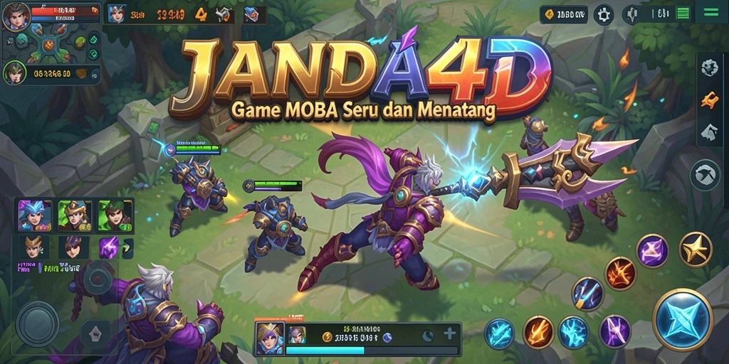 Gameplay seru JANDA4D dalam pertarungan MOBA.