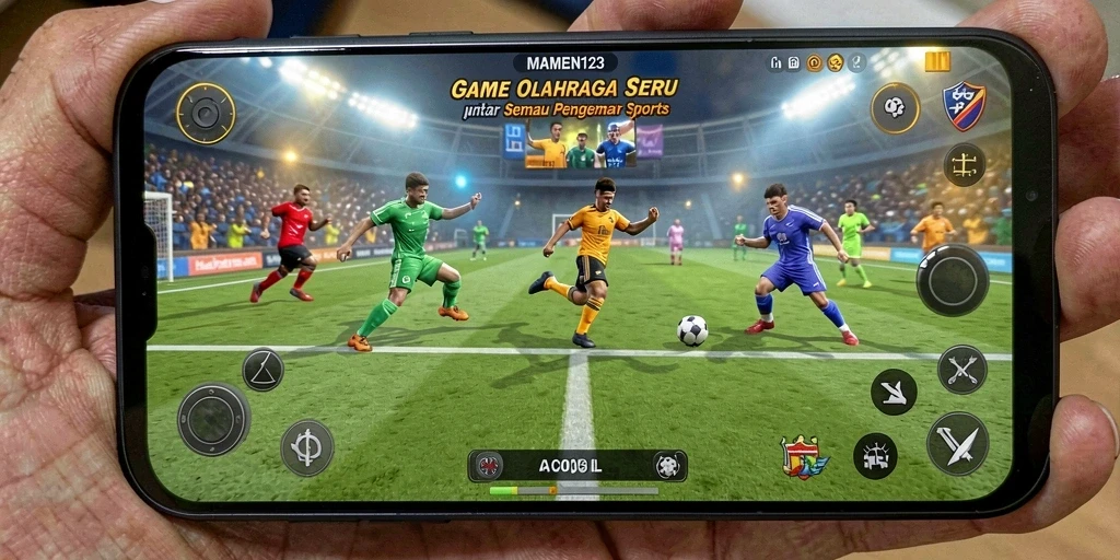 Tampilan gameplay seru dalam MAMEN123 dengan berbagai cabang olahraga.