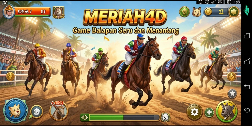 Tangkapan layar gameplay MERIAH4D menampilkan aksi balapan seru dengan mobil cepat.