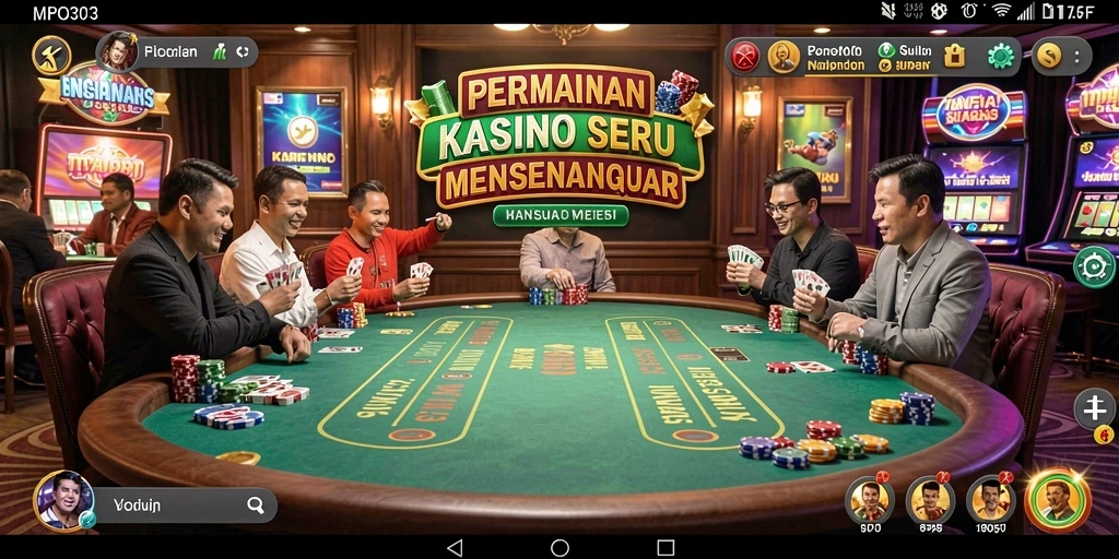 Screenshot MPO303 menampilkan pemain yang sangat antusias saat bermain kasino.