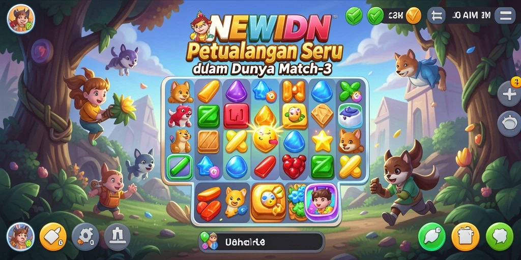 Tampilan gameplay NEWIDN yang penuh warna dan menantang.