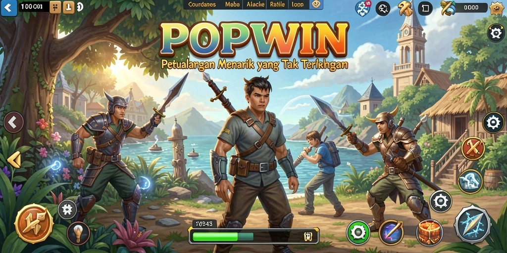Tangkapan layar dari gameplay <strong>POPWIN</strong> menunjukkan petualangan yang penuh warna dan menantang.
