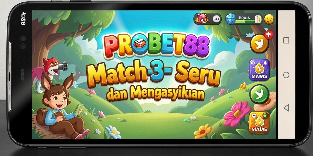 Tangkapan layar gameplay PROBET88 menampilkan aksi mencocokkan elemen Match-3