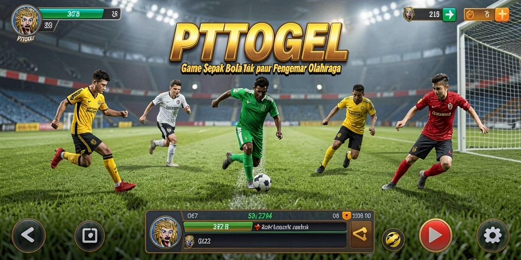 Screenshot gameplay PTTOGEL dengan aksi sepak bola seru.
