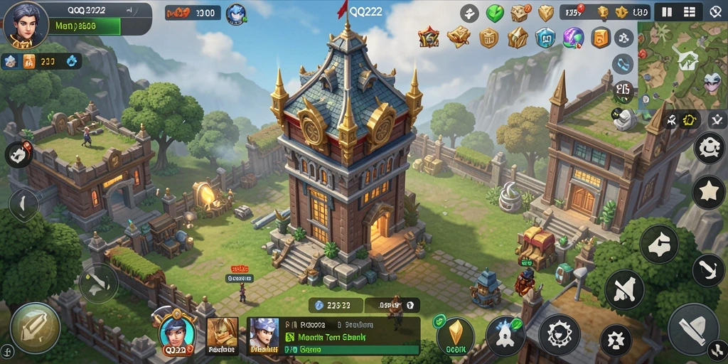 Screenshot utama QQ222 menampilkan aksi menara pertahanan yang mendebarkan.