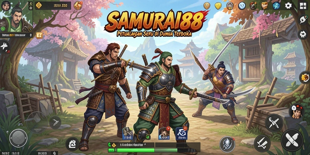 Tangkapan layar dari gameplay <strong>SAMURAI88</strong> menunjukkan eksplorasi dunia terbuka yang menakjubkan.