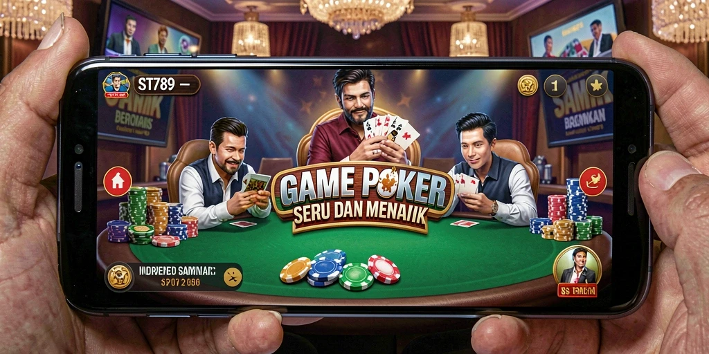 Tampilan gameplay seru ST789 dengan suasana Poker yang kompetitif.
