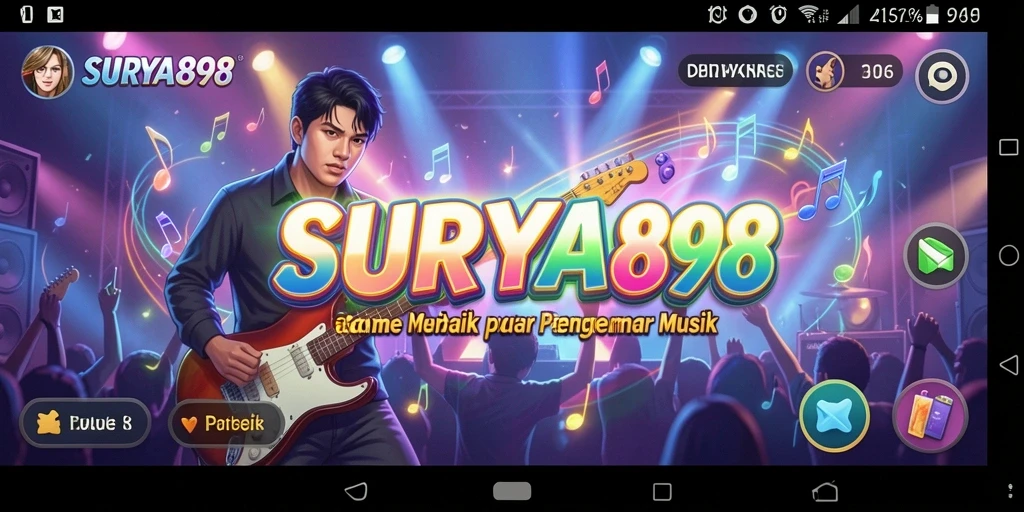 Screenshot SURYA898 menampilkan pengguna yang sedang menikmati fitur lirik interaktif.