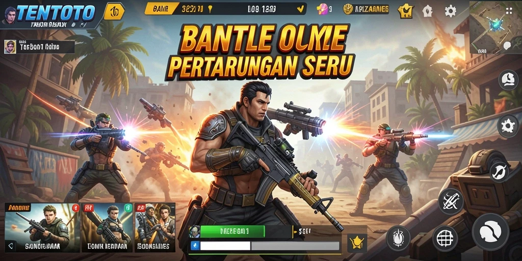Gameplay TENTOTO yang mendebarkan di medan perang Battle Royale.