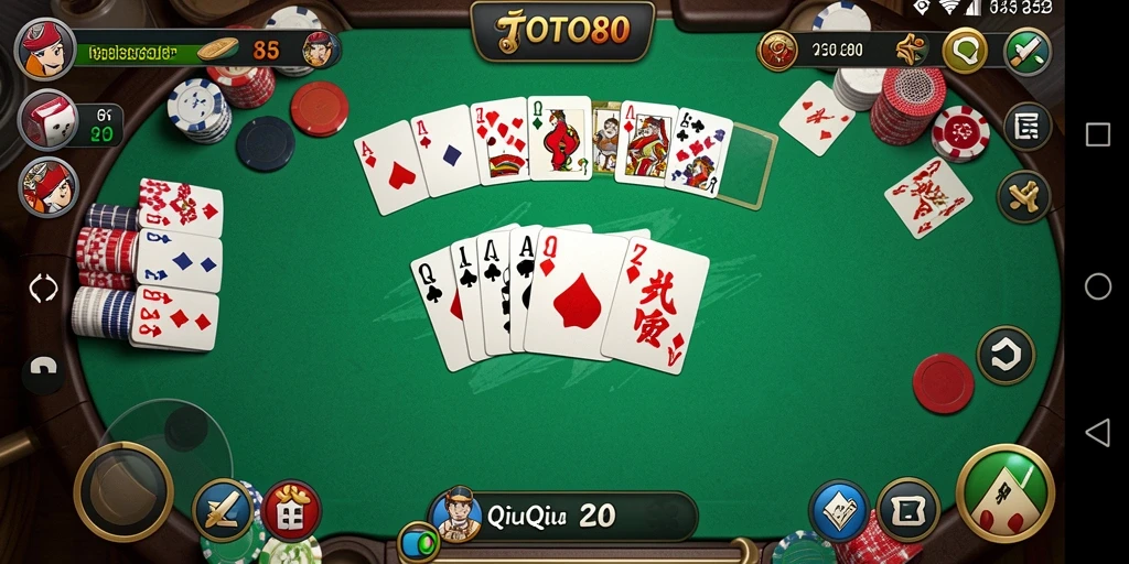 Screenshot TOTO80 menampilkan aksi seru permainan QiuQiu.