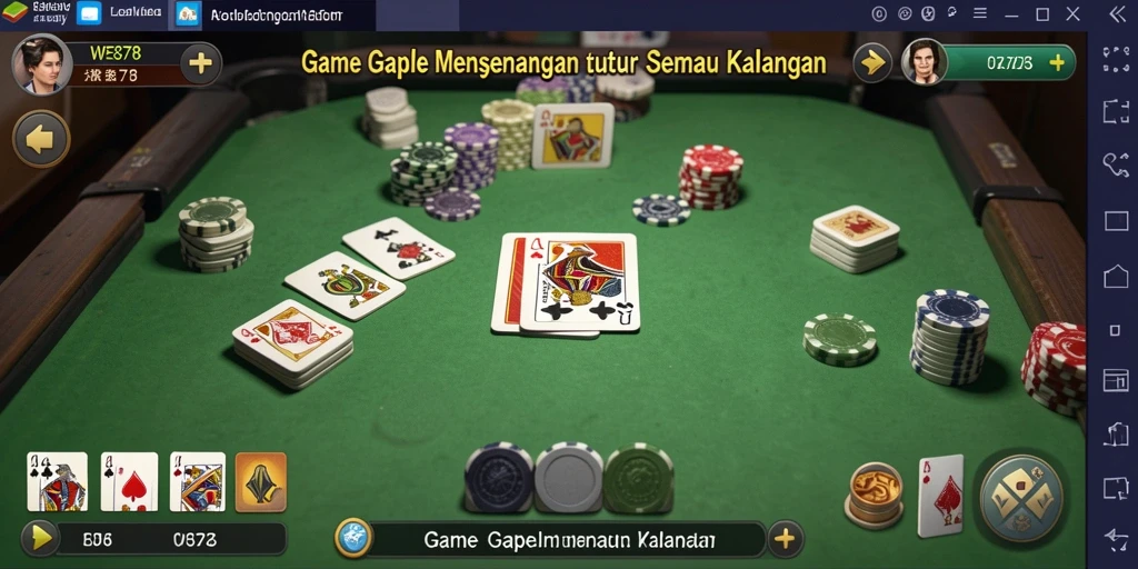 Tangkapan layar gameplay WE878 yang menampilkan pengalaman Gaple yang seru.